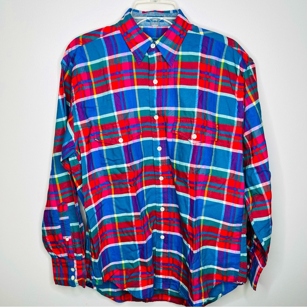 PENDLETON SHIRT - BUTTON Down Bright Plaid Collar… - image 1
